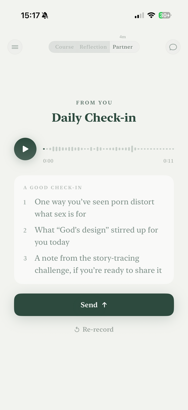 The accountability partner check-in in the Camino app